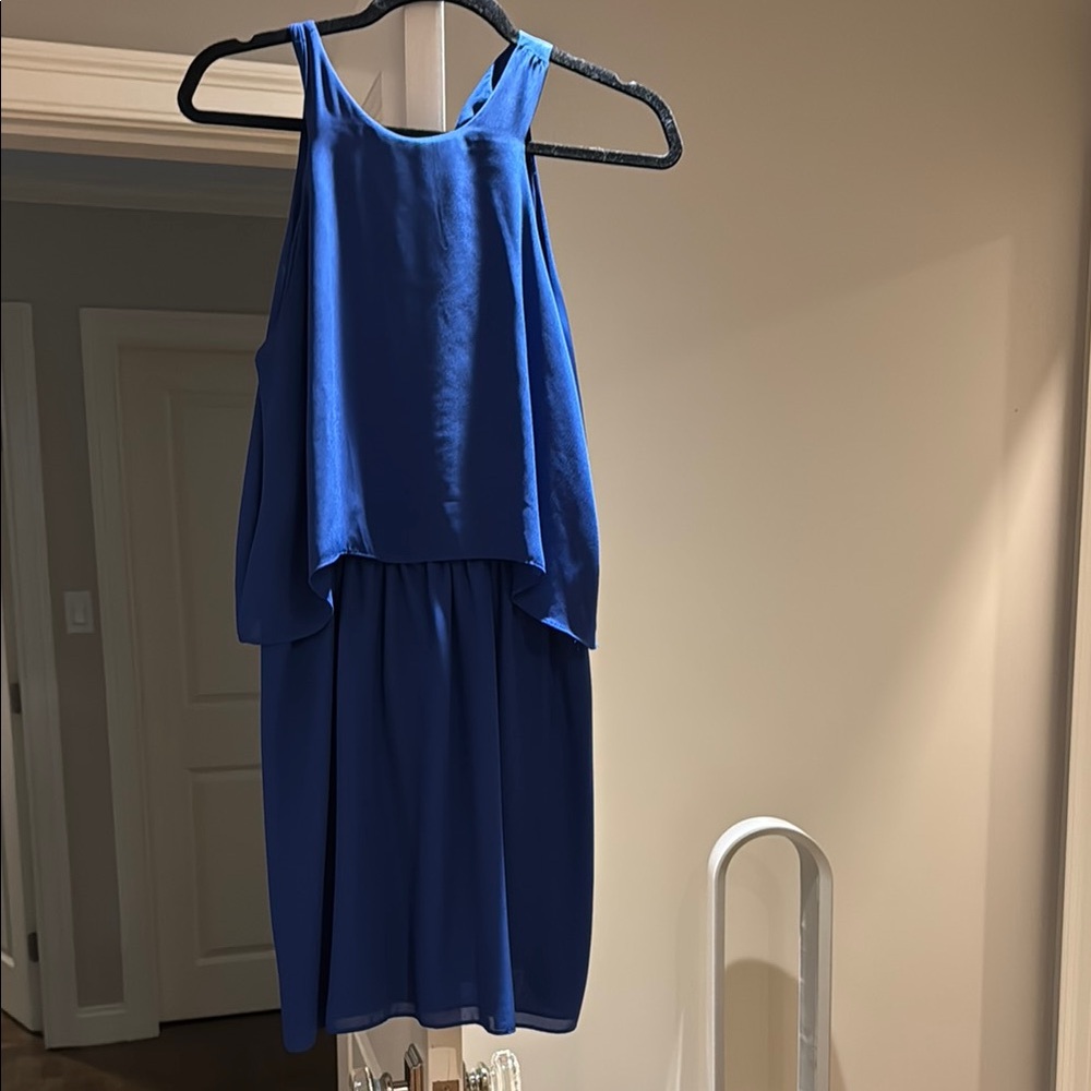 love...ady Royal Blue Sleeveless Mini Dress